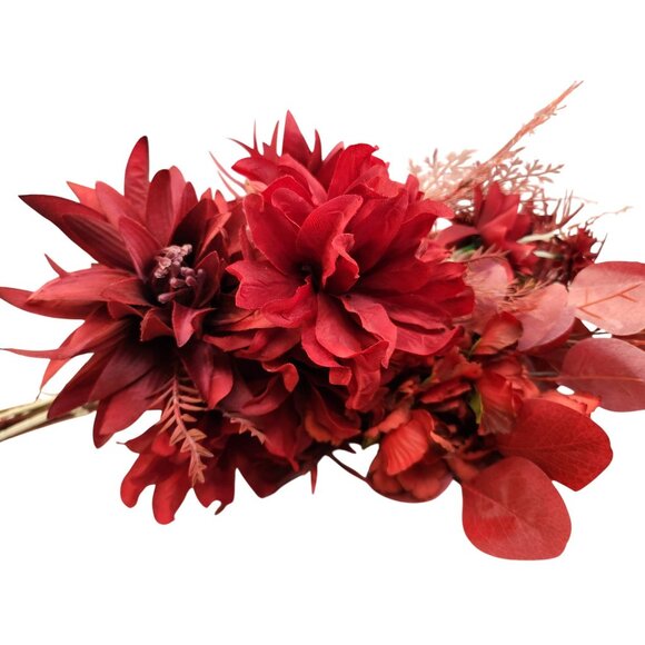 Burgundy Faux Flower Mixed Bouquet 11 Stems Floral Arrangement Realistic - Picture 8 of 16